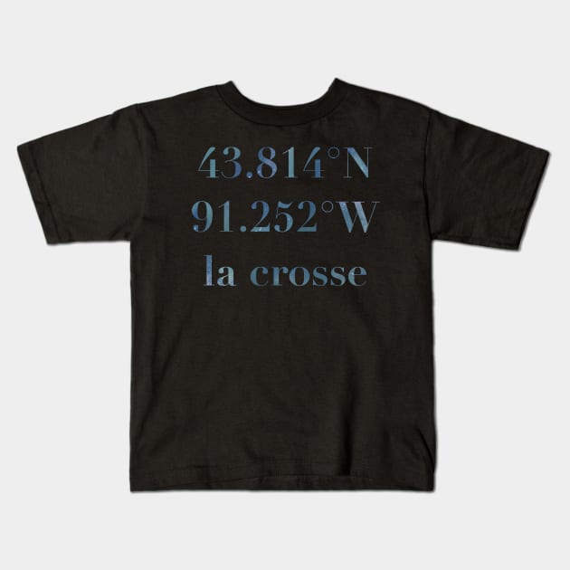 La Crosse, Wisconsin Coordinates Kids T-Shirt by quirkyandkind